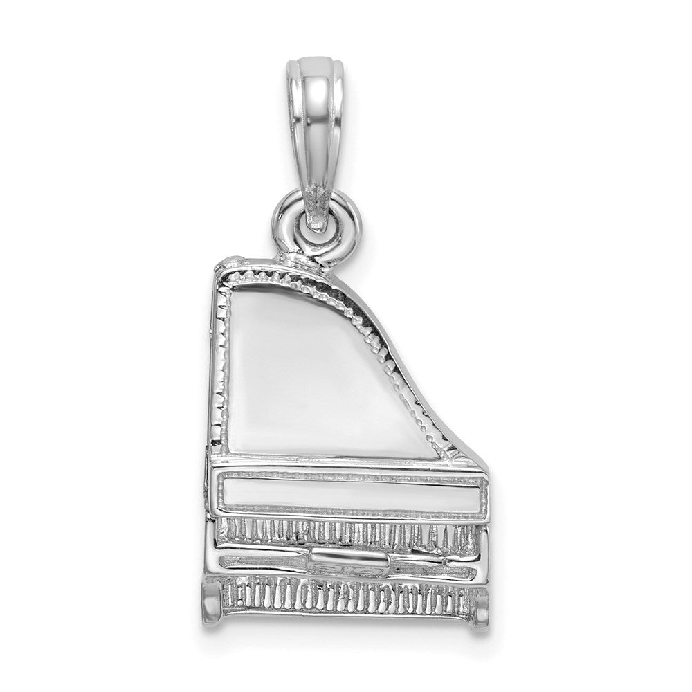 Million Charms 14K White Gold Themed 3-D Moveable Grand Piano Charm