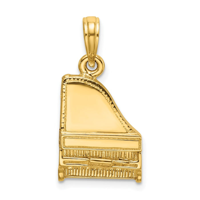 Million Charms 14K Yellow Gold Themed 3-D Moveable Grand Piano Charm