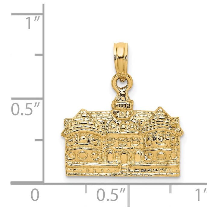 Million Charms 14K Yellow Gold Themed 3-D Court House Williamsburg, Va Charm