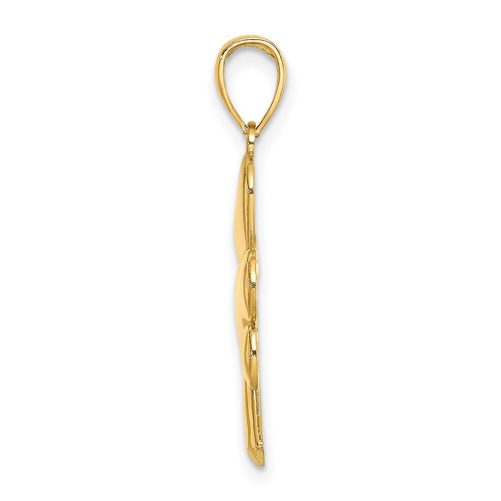 Million Charms 14K Yellow Gold Themed 3-Leaf Lucky Clover  Charm