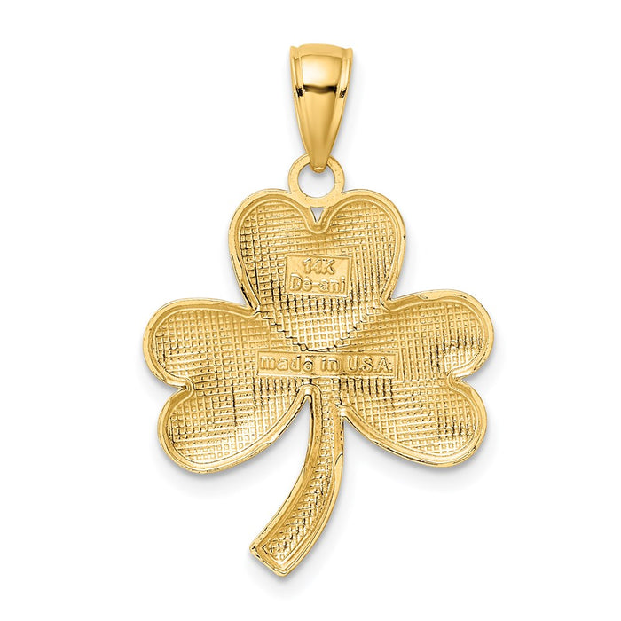 Million Charms 14K Yellow Gold Themed 3-Leaf Lucky Clover  Charm