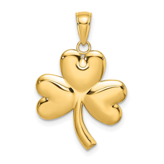 Million Charms 14K Yellow Gold Themed 3-Leaf Lucky Clover  Charm