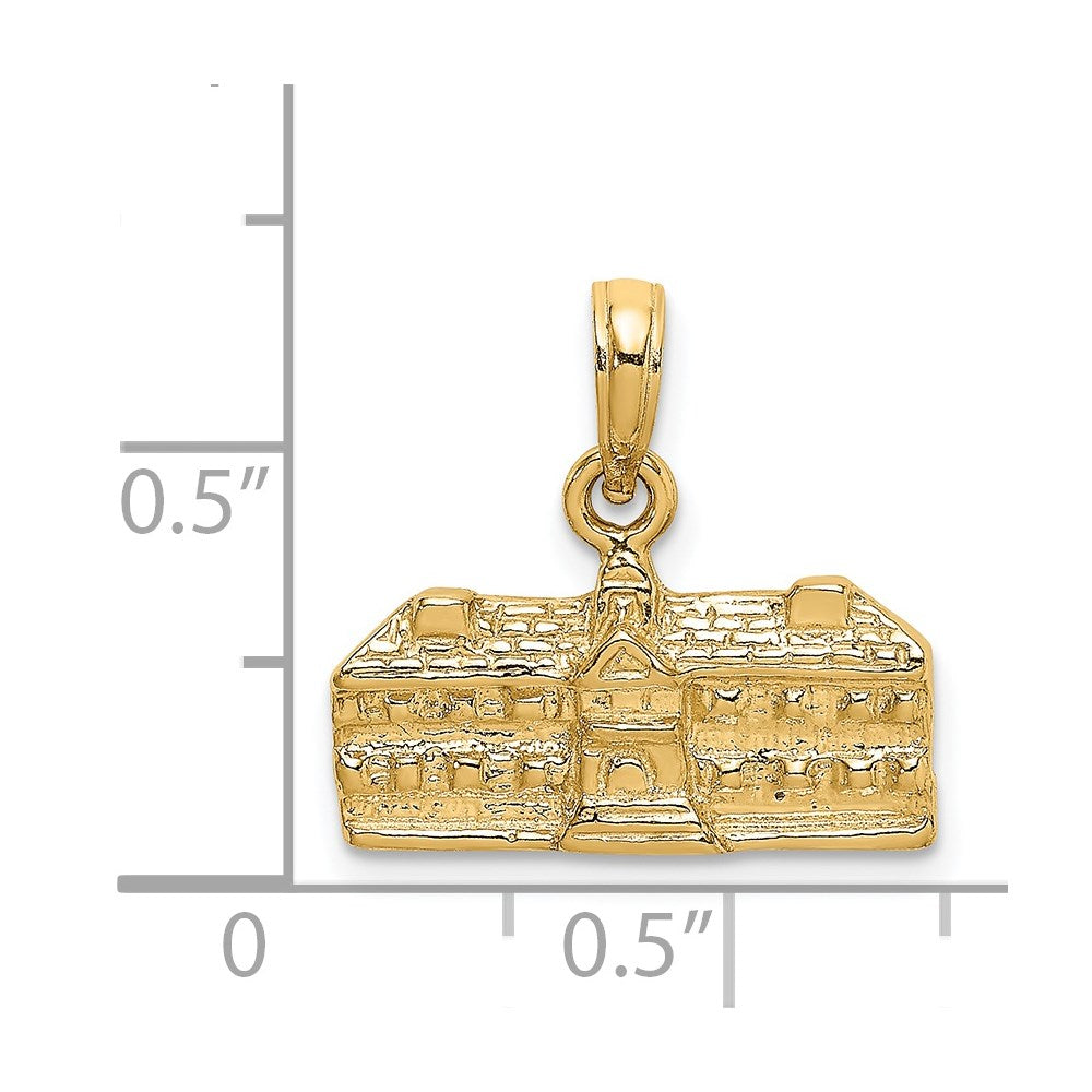 Million Charms 14K Yellow Gold Themed 3-D Wren Buildings Williamsburg, Va Charm