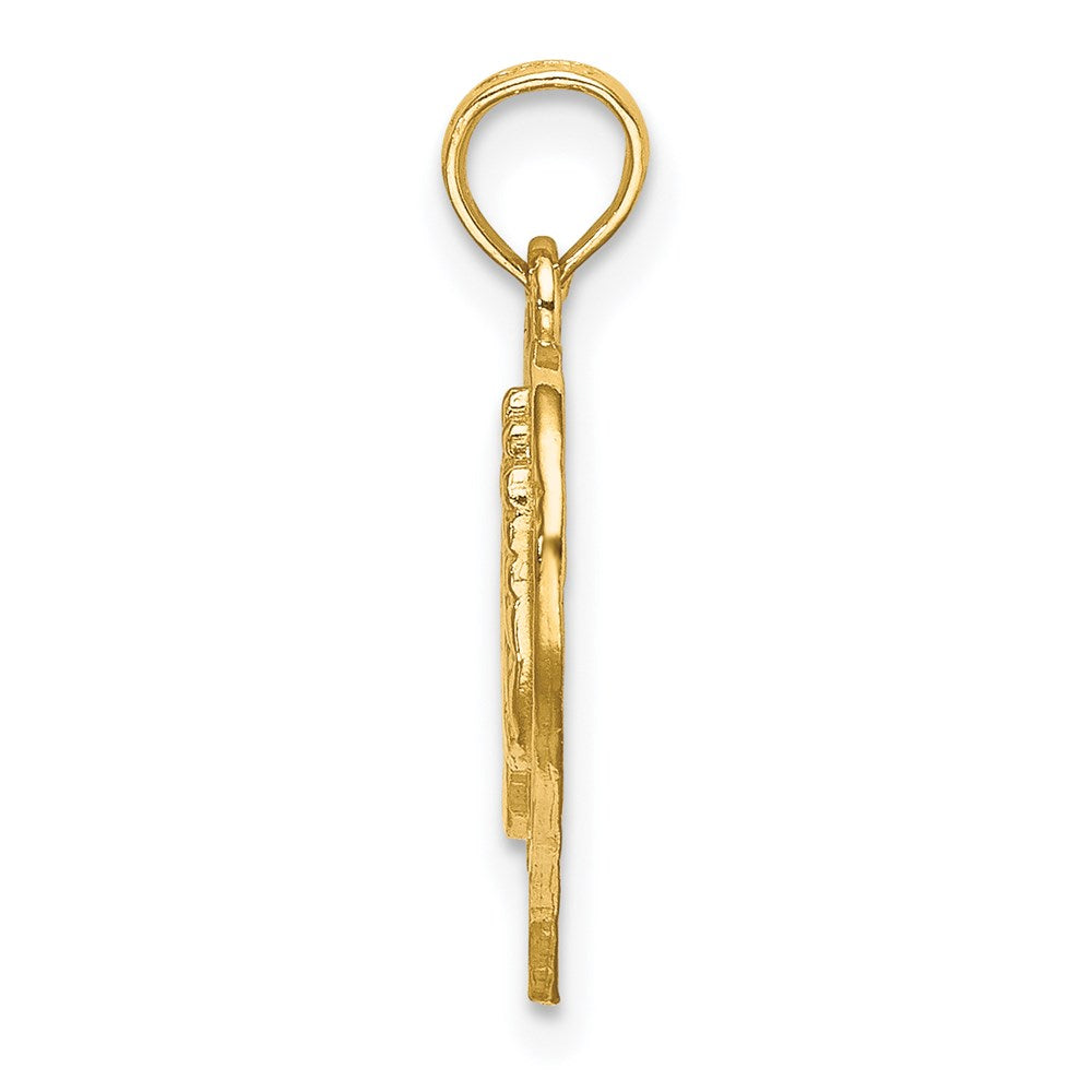 Million Charms 14K Yellow Gold Themed Cut-Out Double Hand Prints In Heart Charm