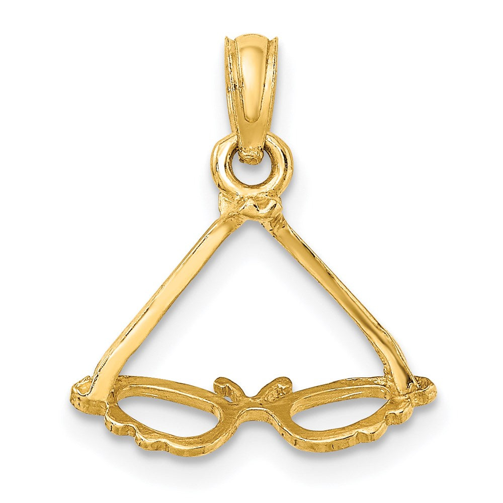 Million Charms 14K Yellow Gold Themed 3-D Polished Butterfly Sunglasses Charm