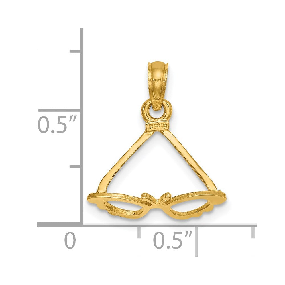 Million Charms 14K Yellow Gold Themed 3-D Polished Butterfly Sunglasses Charm