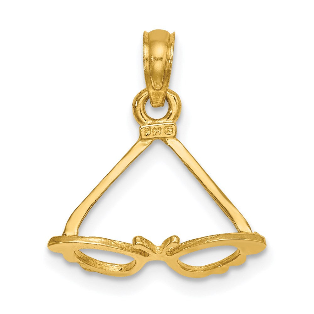 Million Charms 14K Yellow Gold Themed 3-D Polished Butterfly Sunglasses Charm