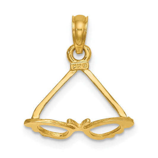Million Charms 14K Yellow Gold Themed 3-D Polished Butterfly Sunglasses Charm