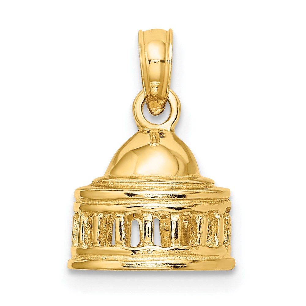 Million Charms 14K Yellow Gold Themed 3-D Jefferson Memorial Building / Washington D.C. Charm