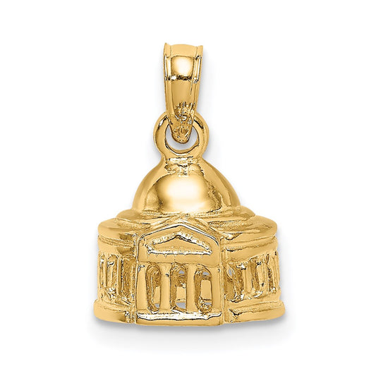 Million Charms 14K Yellow Gold Themed 3-D Jefferson Memorial Building / Washington D.C. Charm
