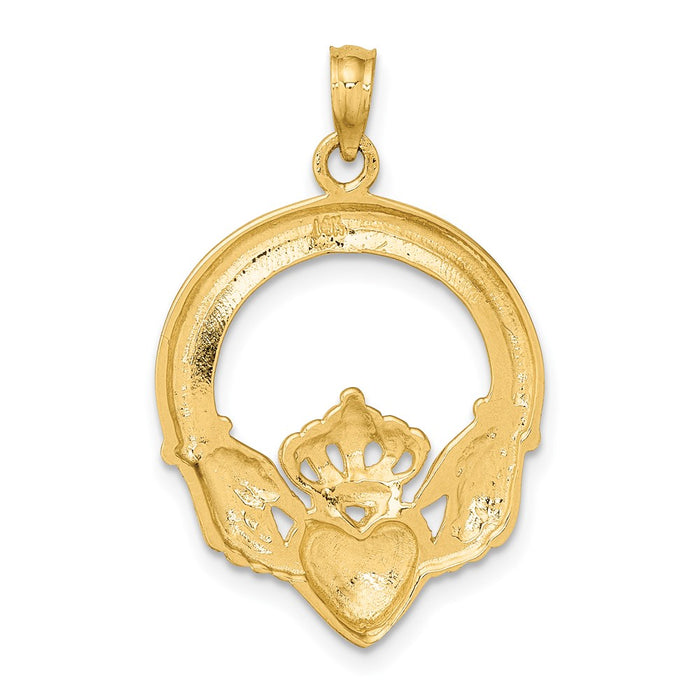 Million Charms 14K Yellow Gold Themed 2-D & Polished Large Claddagh Heart Charm