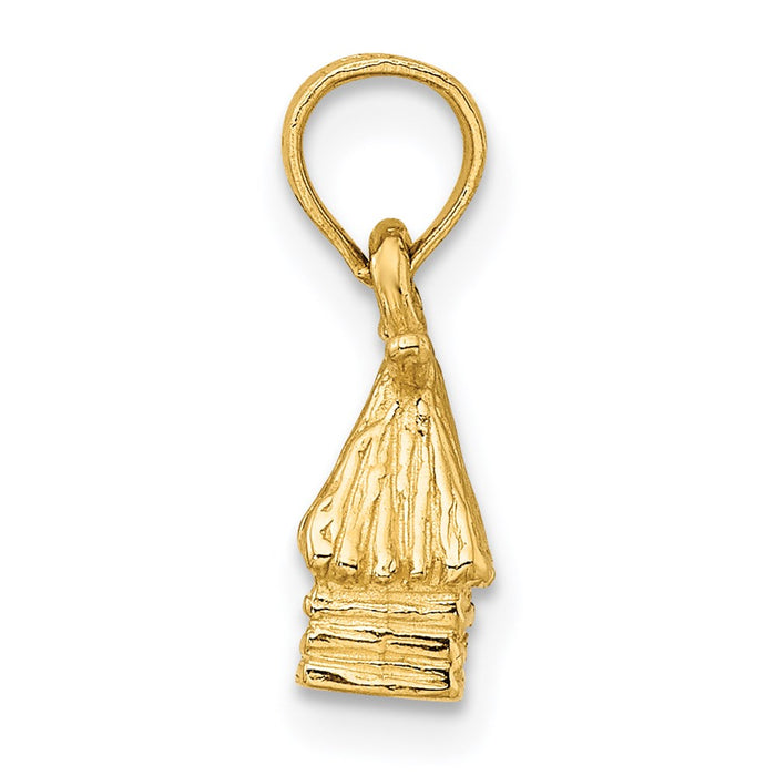 Million Charms 14K Yellow Gold Themed 3-D Bungalow Island Hut Charm