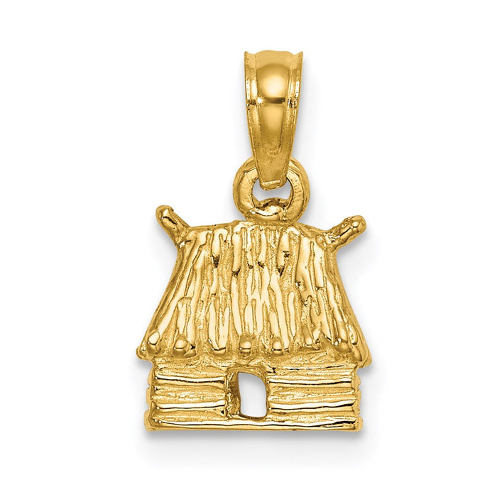 Million Charms 14K Yellow Gold Themed 3-D Bungalow Island Hut Charm