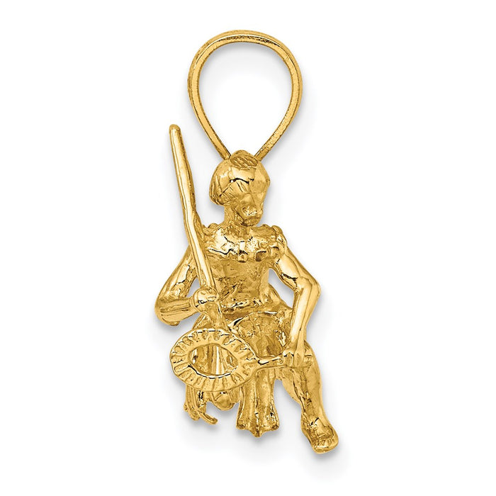 Million Charms 14K Yellow Gold Themed 3-D Island Warrior Dance Charm