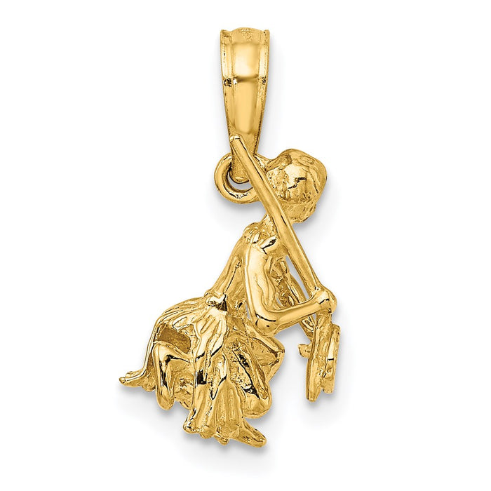 Million Charms 14K Yellow Gold Themed 3-D Island Warrior Dance Charm