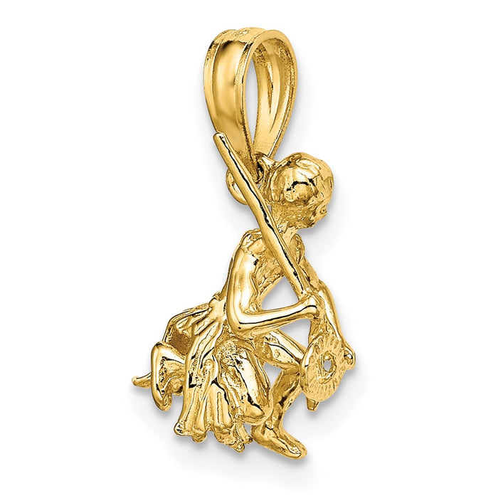 Million Charms 14K Yellow Gold Themed 3-D Island Warrior Dance Charm