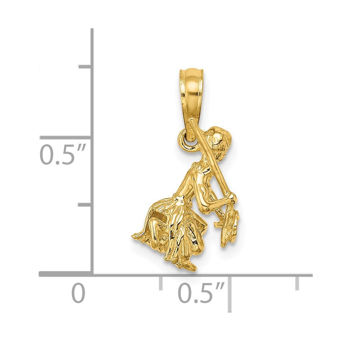 Million Charms 14K Yellow Gold Themed 3-D Island Warrior Dance Charm