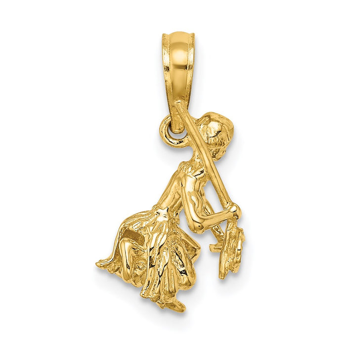 Million Charms 14K Yellow Gold Themed 3-D Island Warrior Dance Charm