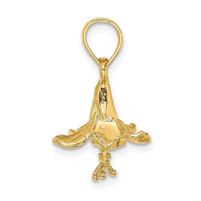 Million Charms 14K Yellow Gold Themed 3-D Hibiscus Flower Charm