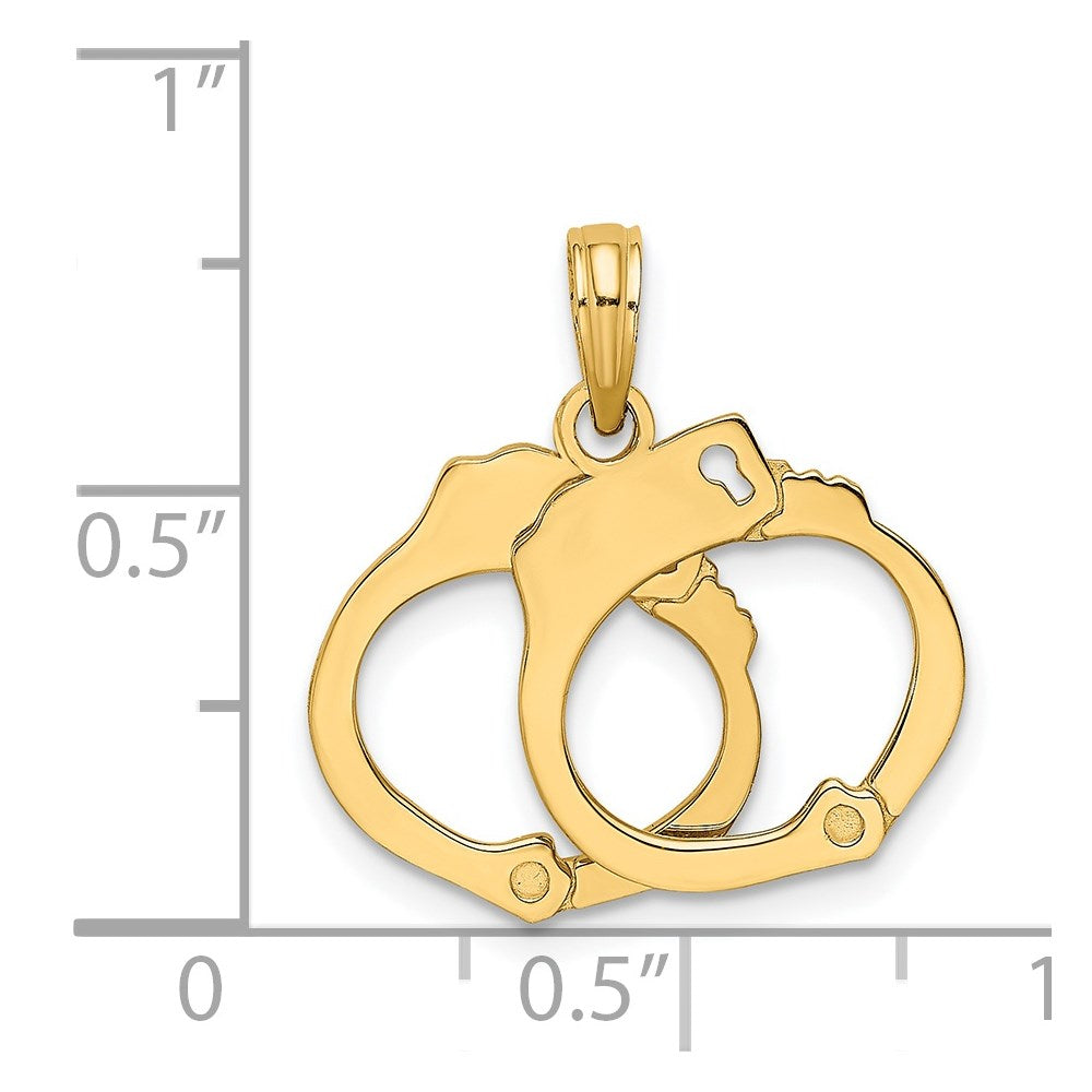 Million Charms 14K Yellow Gold Themed Moveable Handcuffs Charm