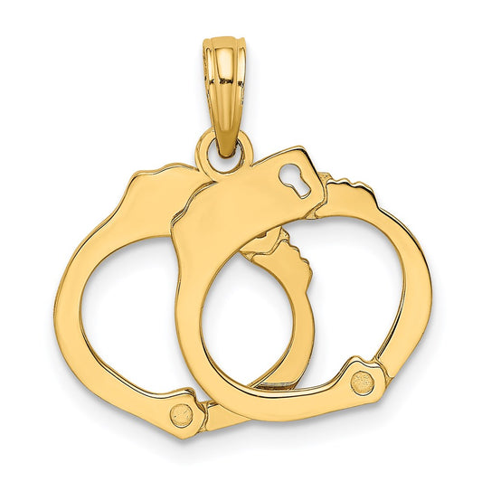 Million Charms 14K Yellow Gold Themed Moveable Handcuffs Charm