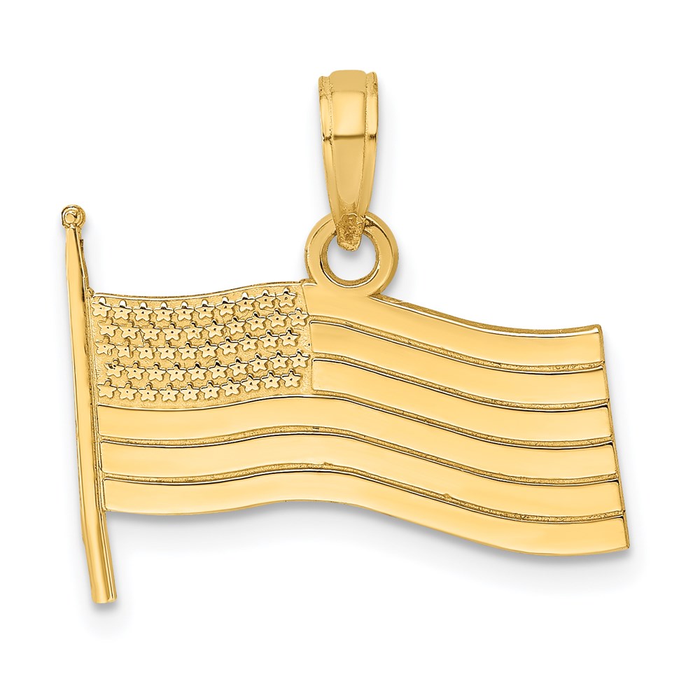 Million Charms 14K Yellow Gold Themed American Flag Charm