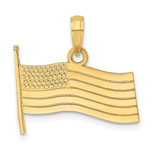 Million Charms 14K Yellow Gold Themed American Flag Charm