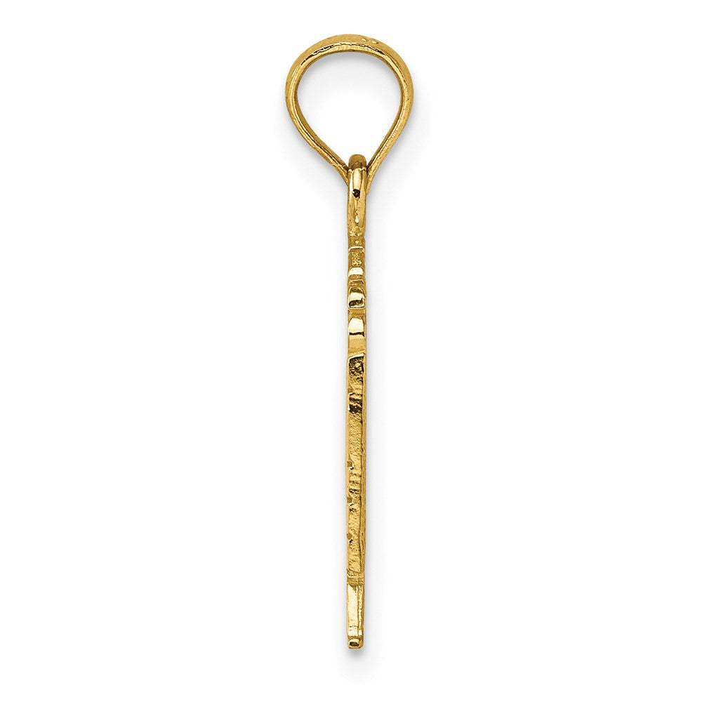 Million Charms 14K Yellow Gold Themed Polished & Textured God Bless America With Flag Charm