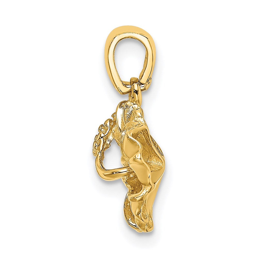 Million Charms 14K Yellow Gold Themed 2-D Textured Hibiscus Flower Charm