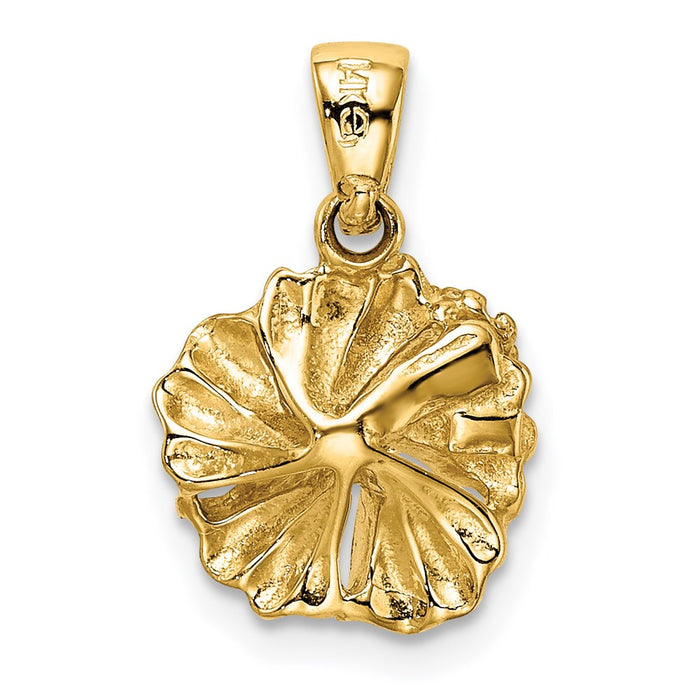 Million Charms 14K Yellow Gold Themed 2-D Textured Hibiscus Flower Charm