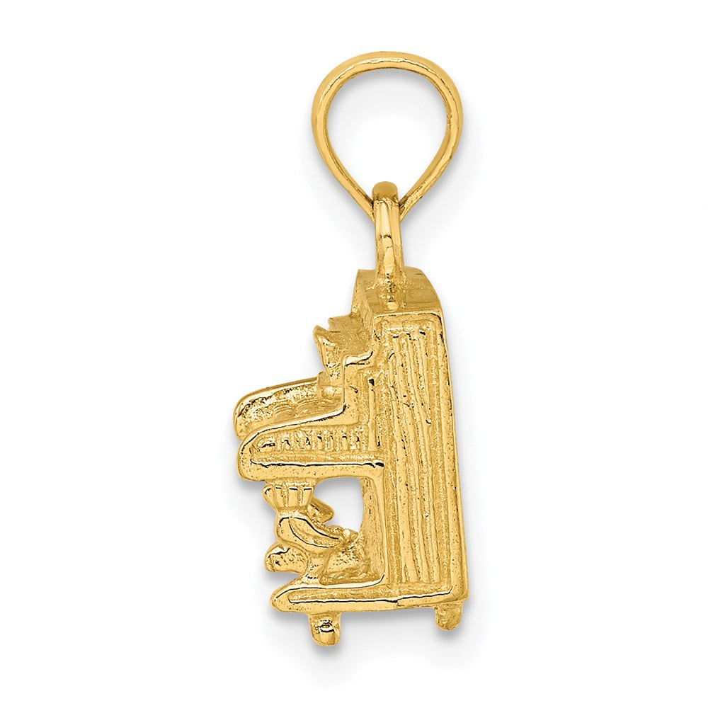 Million Charms 14K Yellow Gold Themed 3-D Upright Piano Charm