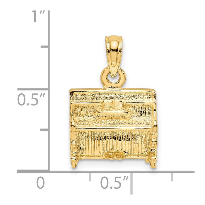 Million Charms 14K Yellow Gold Themed 3-D Upright Piano Charm