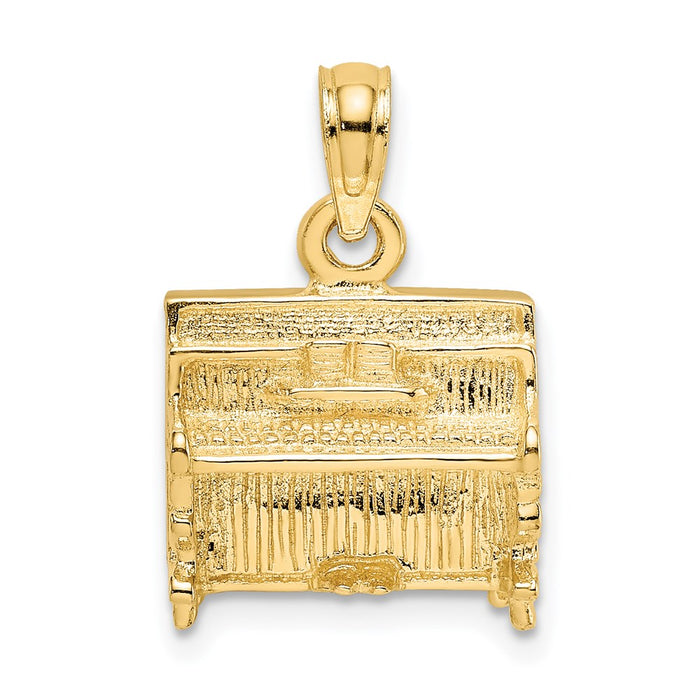 Million Charms 14K Yellow Gold Themed 3-D Upright Piano Charm