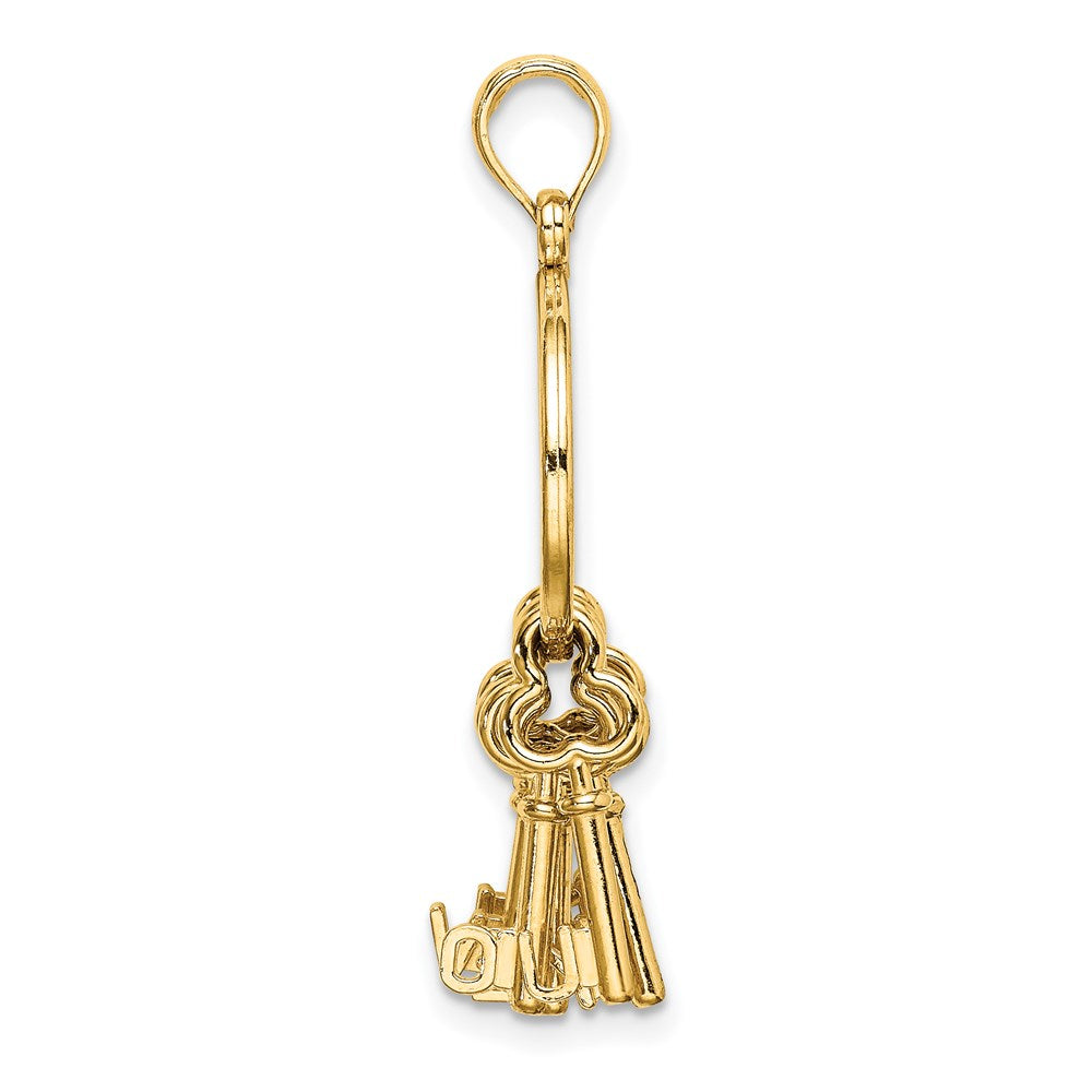 Million Charms 14K Yellow Gold Themed Moveable I Love You Key Chain Charm