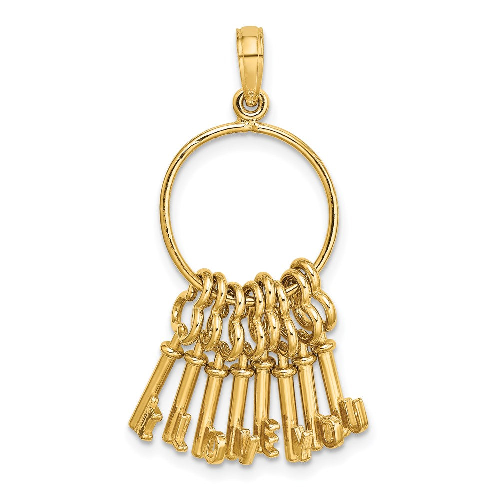 Million Charms 14K Yellow Gold Themed Moveable I Love You Key Chain Charm