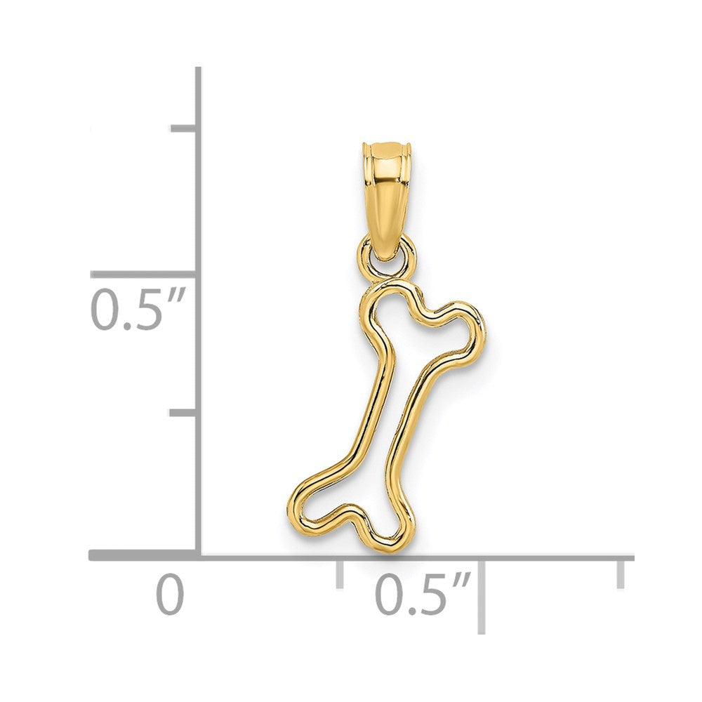 Million Charms 14K Yellow Gold Themed Cut-Out & Polished Mini Dog Bone Charm
