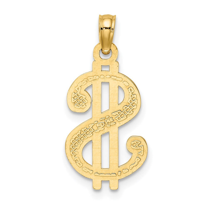 Million Charms 14K Yellow Gold Themed Textured Dollar Sign Charm