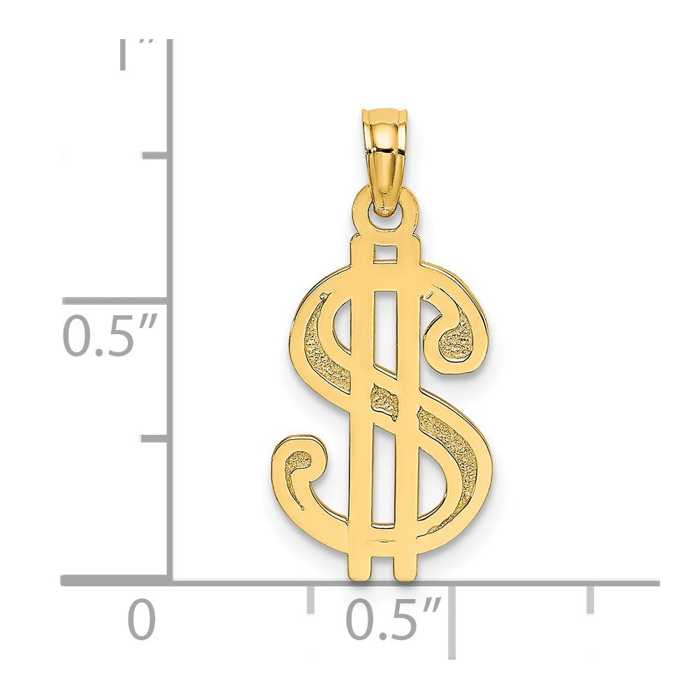 Million Charms 14K Yellow Gold Themed Textured Dollar Sign Charm
