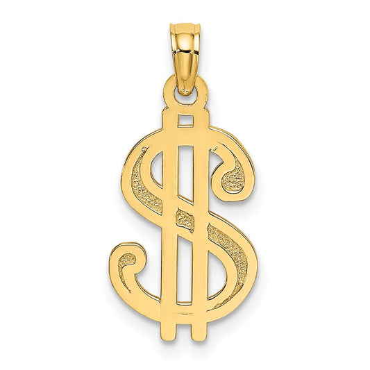 Million Charms 14K Yellow Gold Themed Textured Dollar Sign Charm