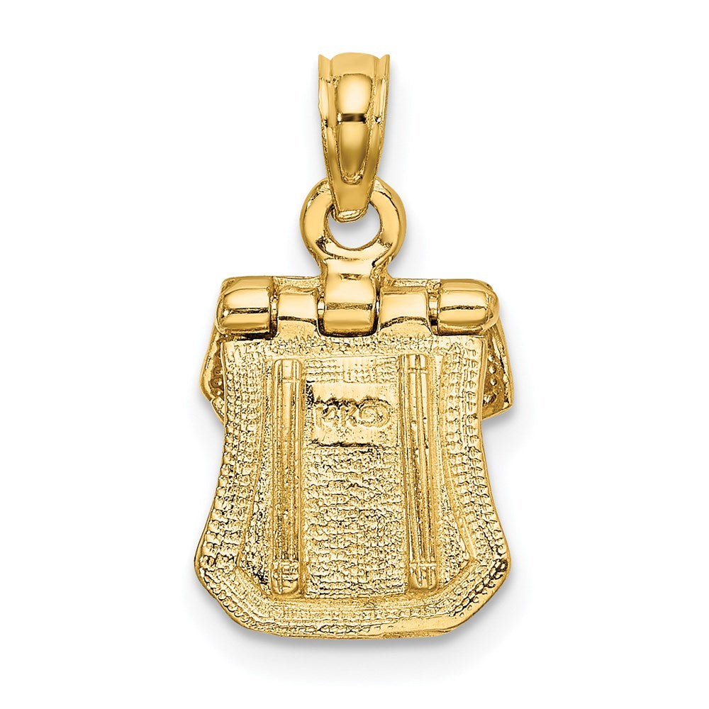 Million Charms 14K Yellow Gold Themed 3-D & Polished Back Pack With Moveable Lid Charm
