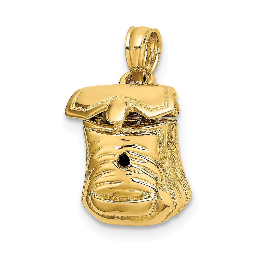 Million Charms 14K Yellow Gold Themed 3-D & Polished Back Pack With Moveable Lid Charm