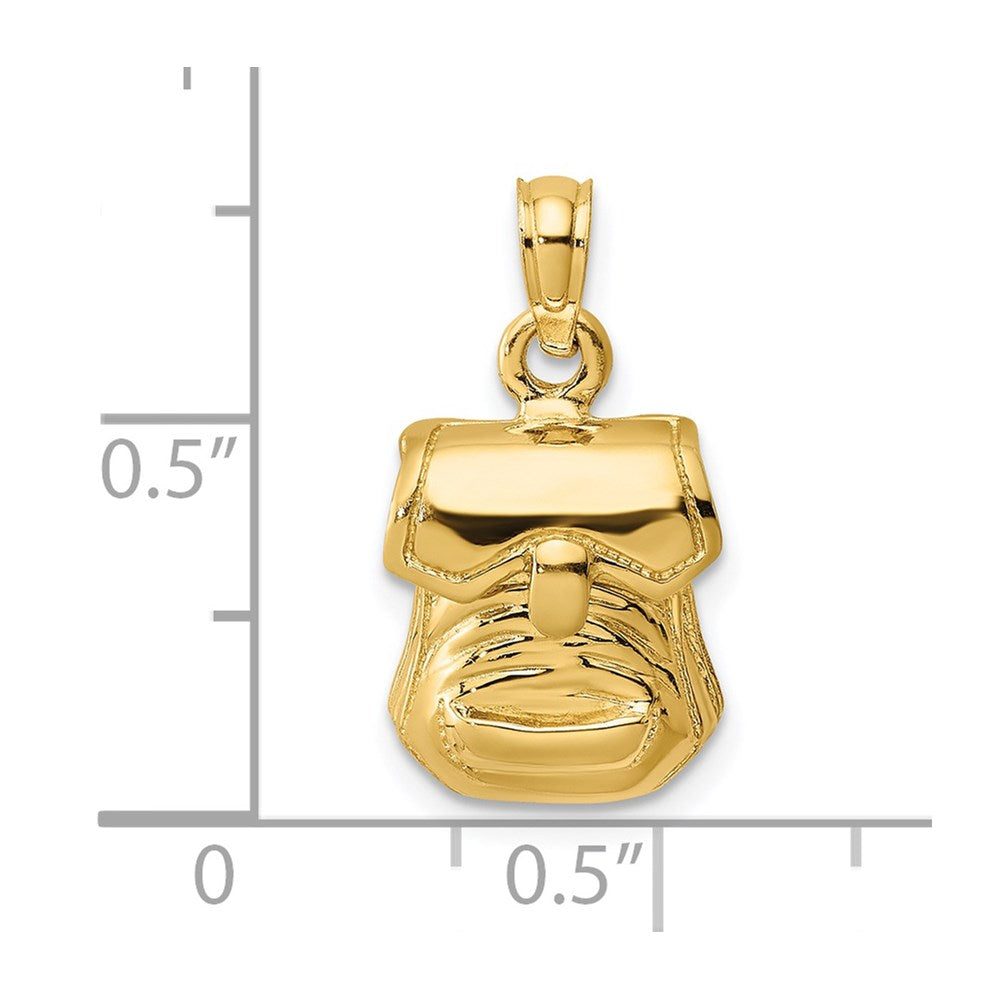 Million Charms 14K Yellow Gold Themed 3-D & Polished Back Pack With Moveable Lid Charm
