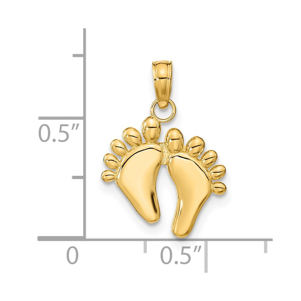 Million Charms 14K Yellow Gold Themed Double Feet - H/P & Hang Ten Styele