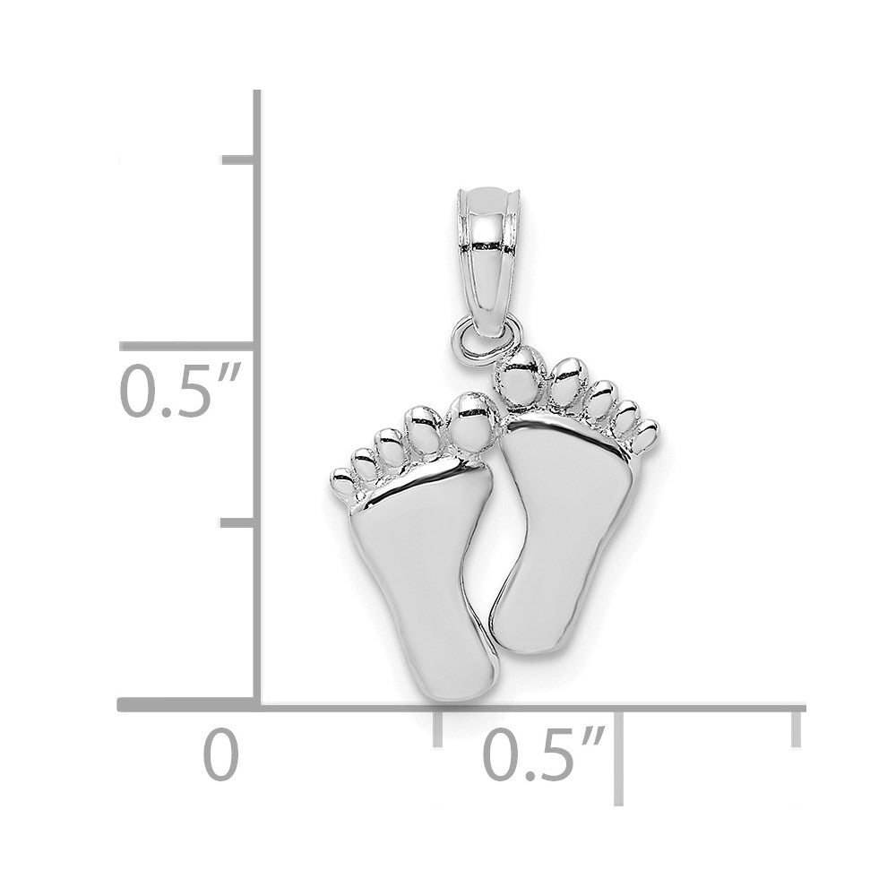 Million Charms 14K White Gold Themed Double Feet - H/P & Hang Ten Styele