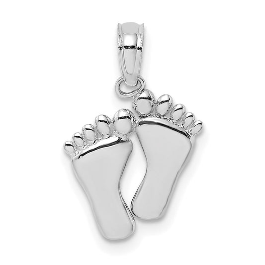 Million Charms 14K White Gold Themed Double Feet - H/P & Hang Ten Styele