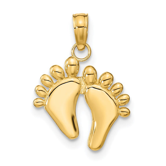 Million Charms 14K Yellow Gold Themed Double Feet - H/P & Hang Ten Styele