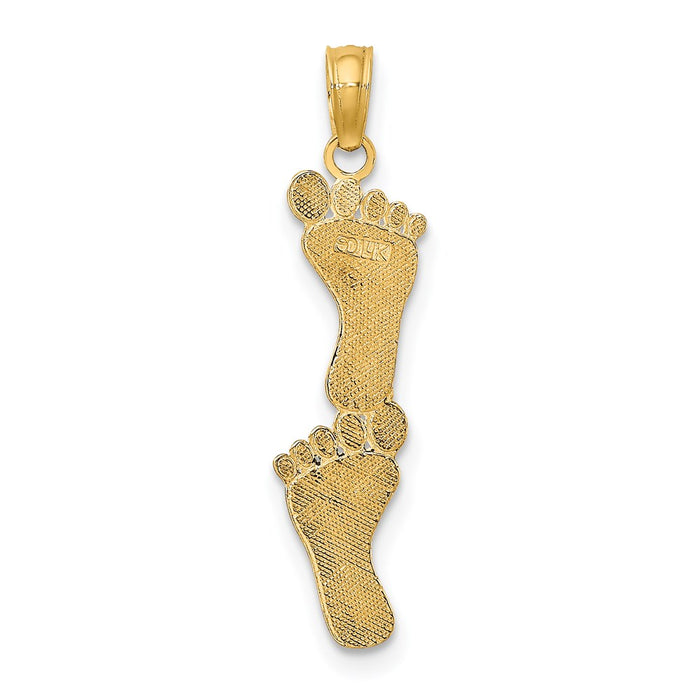 Million Charms 14K Yellow Gold Themed Polished Double Vertical Feet Charm