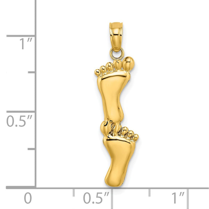 Million Charms 14K Yellow Gold Themed Polished Double Vertical Feet Charm