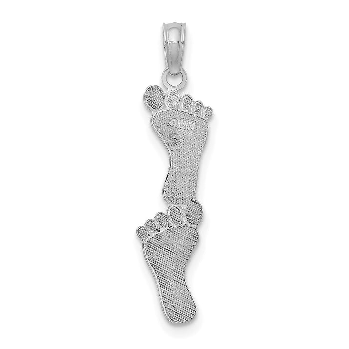 Million Charms 14K White Gold Themed Polished Double Vertical Feet Charm