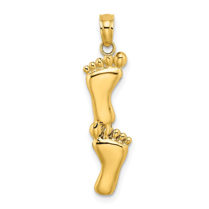 Million Charms 14K Yellow Gold Themed Polished Double Vertical Feet Charm